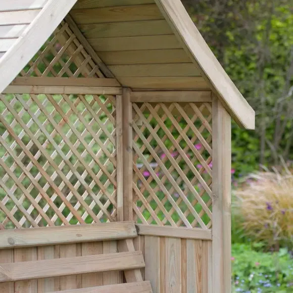 2-Seater Garden Arbour with Storage - Natural Wood
