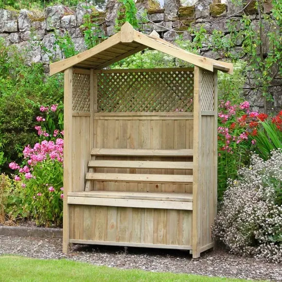 2-Seater Garden Arbour with Storage - Natural image