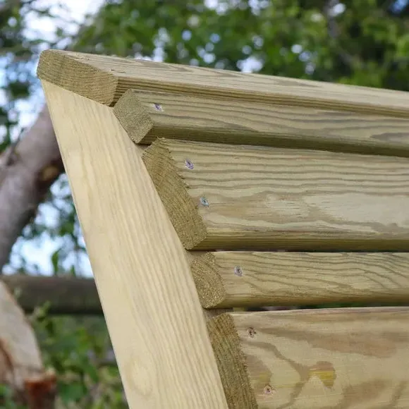 2-Seater Garden Bench with High Back - Natural Wood