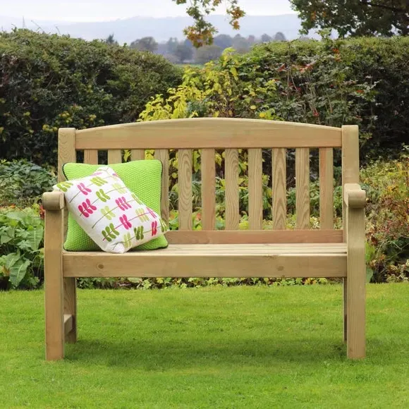 2-Seater Garden Bench with Seat Pad - Green