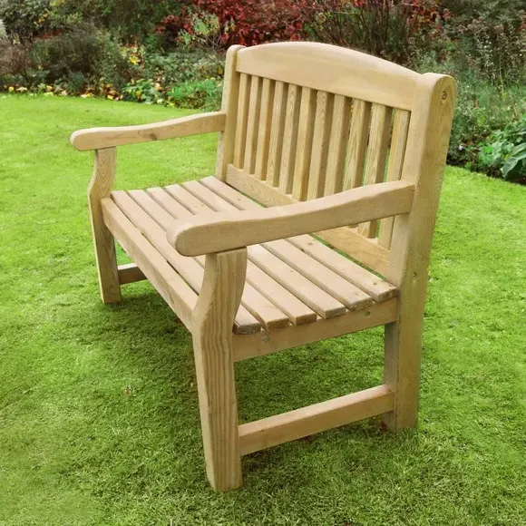 2-Seater Garden Bench with Seat Pad - Green