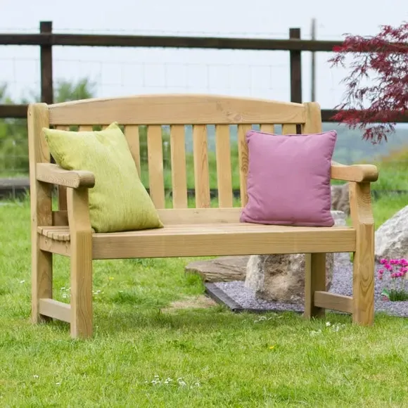 2-Seater Garden Bench with Seat Pad - Green
