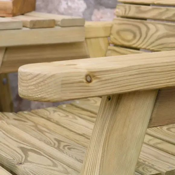 2-Seater Garden Bench with Table - Natural Wood