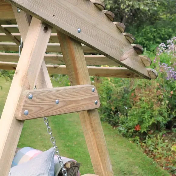 2-Seater Swing Seat with Canopy - Natural Wood