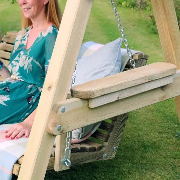 2-Seater Swing Seat with Canopy - Natural Wood