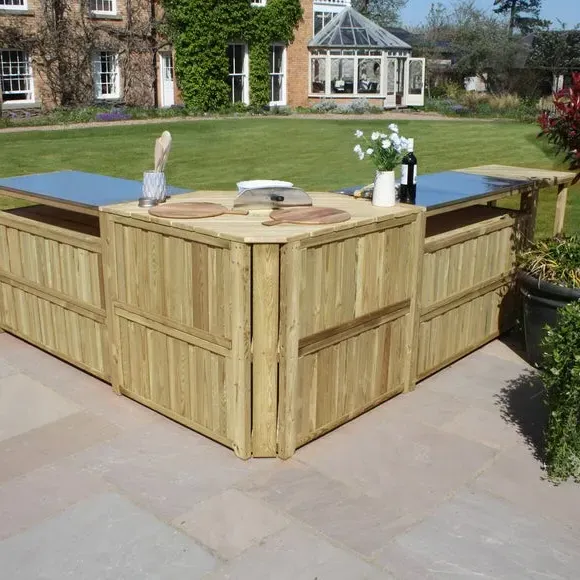 3-Piece Outdoor Kitchen Set - Natural, Softwood