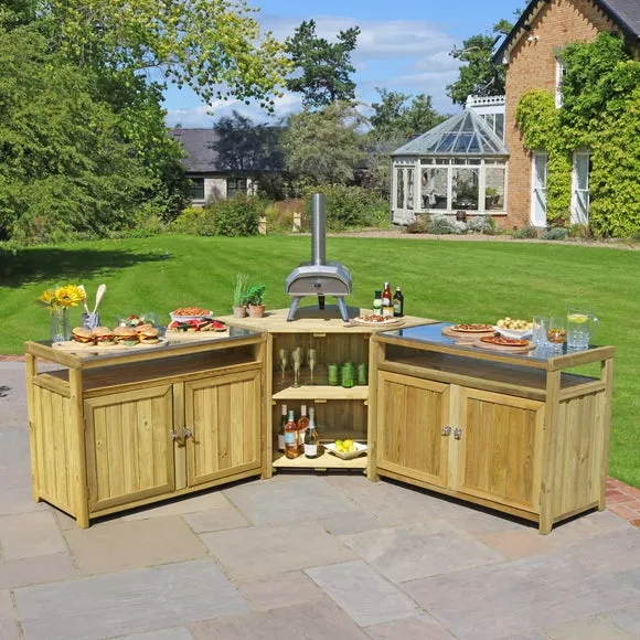 3-Piece Outdoor Kitchen Set - Natural, Softwood