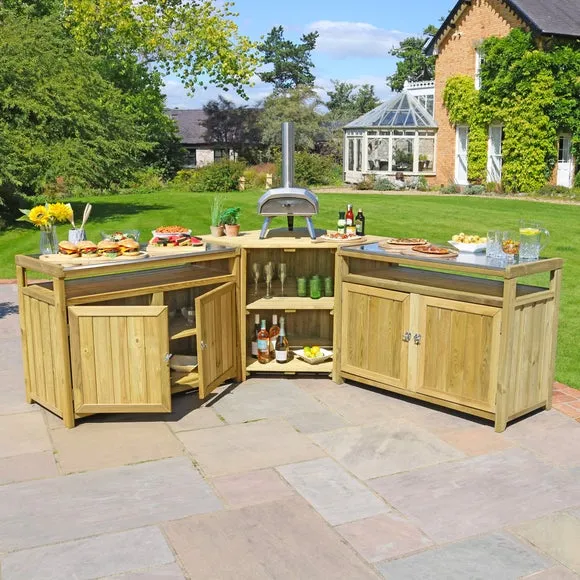 3-Piece Outdoor Kitchen Set - Natural, Softwood