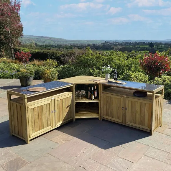 3-Piece Outdoor Kitchen Set - Natural, Softwood
