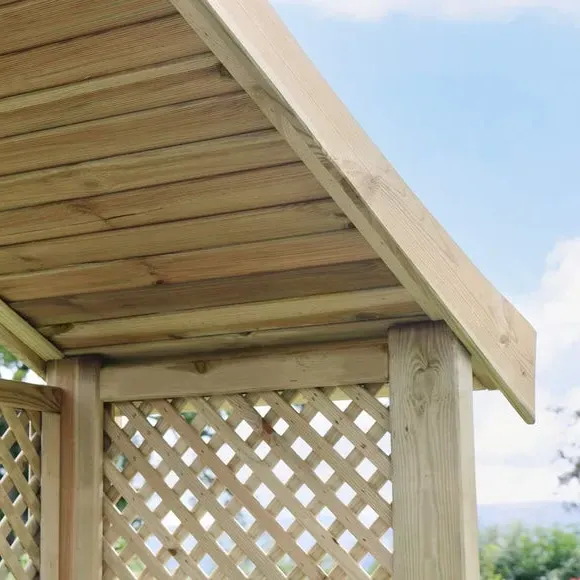 3-Seater Garden Arbour with Storage - Natural Wood