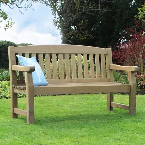 3-Seater Garden Bench - Natural, Softwood image