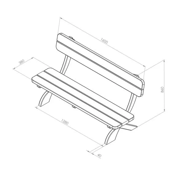 3-Seater Garden Bench - Natural, Softwood