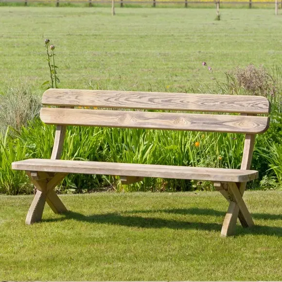 3-Seater Garden Bench - Natural, Softwood image