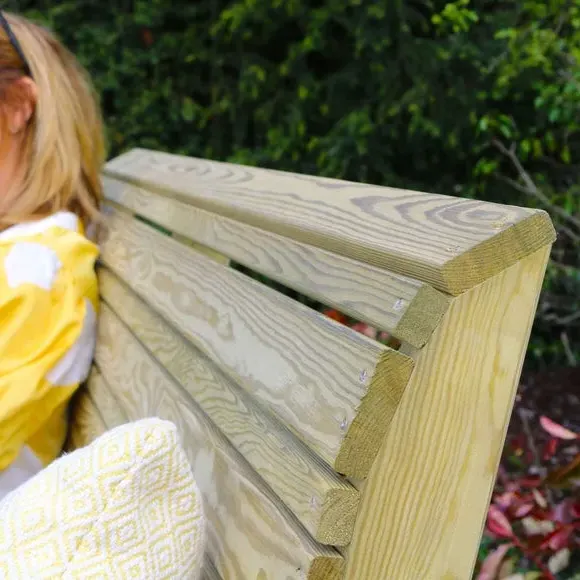 3-Seater Garden Bench with High Back - Natural