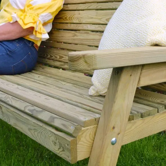 3-Seater Garden Bench with High Back - Natural