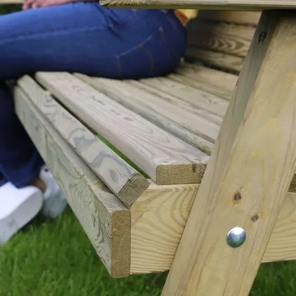 3-Seater Garden Bench with High Back - Natural