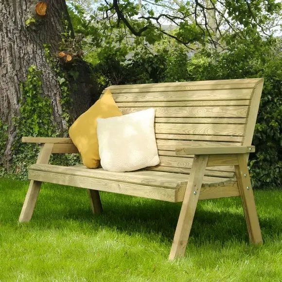 3-Seater Garden Bench with High Back - Natural image