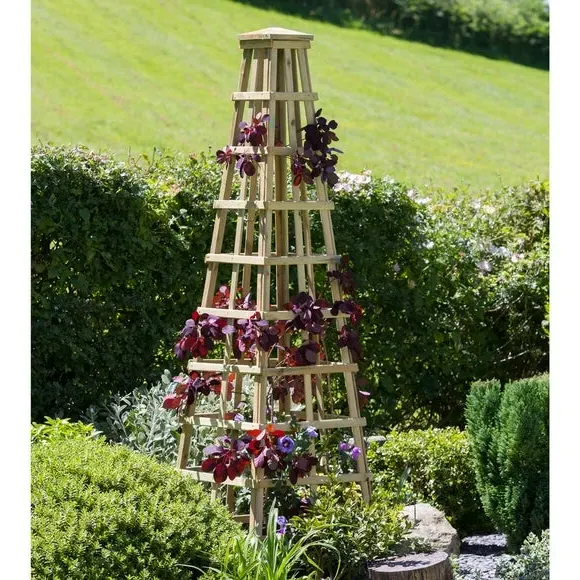Wooden Garden Obelisk - Natural, Timber image