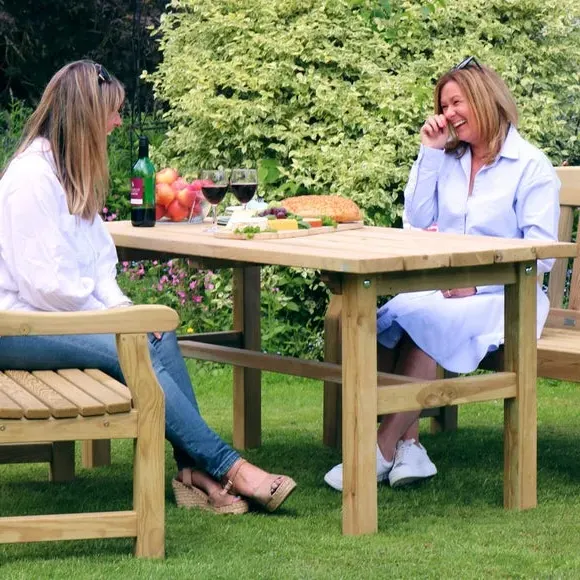 4-Seater Dining Set with Benches - Natural Wood