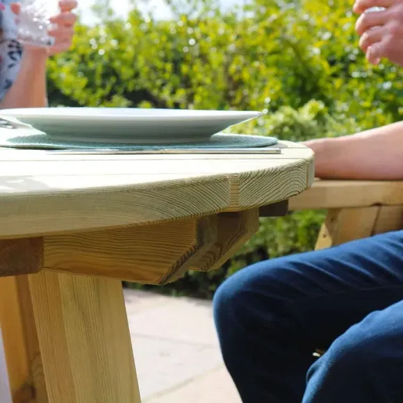 4-Seater Round Dining Set - Natural, Softwood