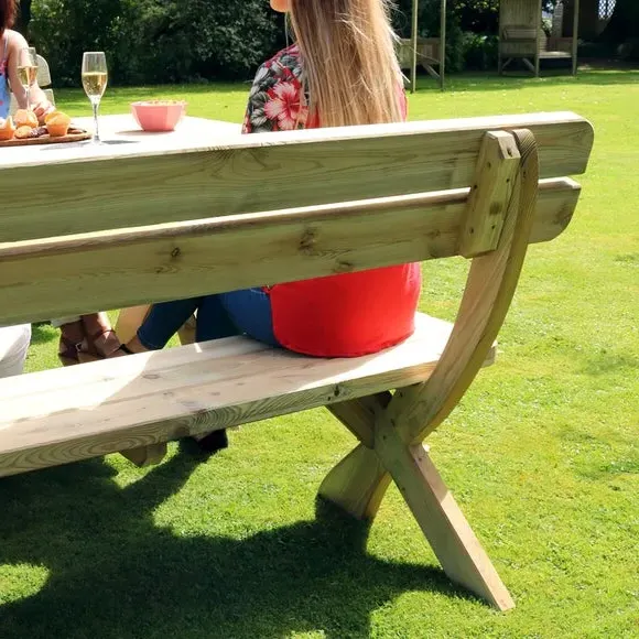 6-Seater Dining Set with Benches - Natural Wood