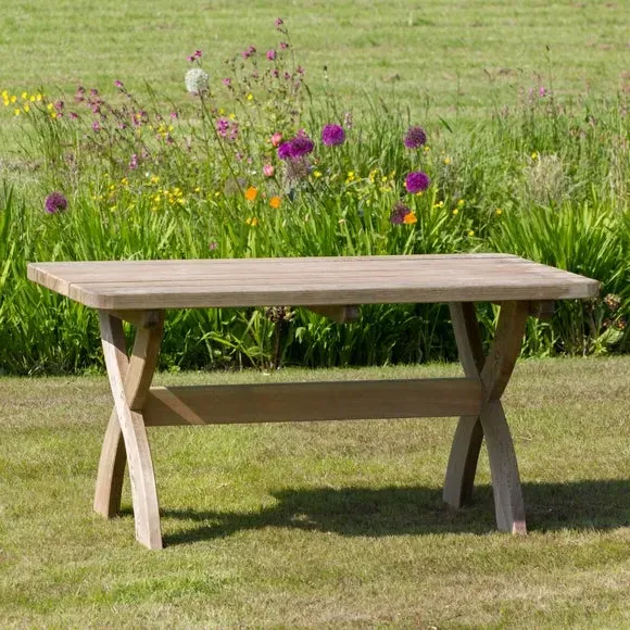 6-Seater Dining Set with Benches - Natural Wood