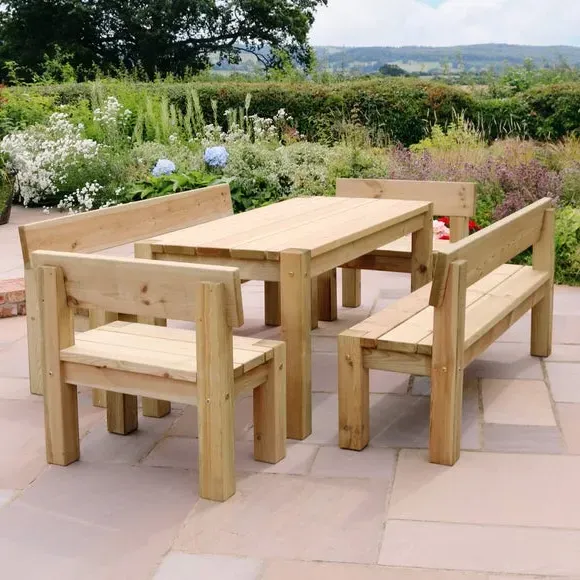 6-Seater Outdoor Dining Set - Natural, Softwood
