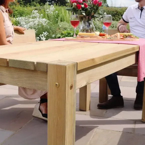 6-Seater Outdoor Dining Set - Natural, Softwood