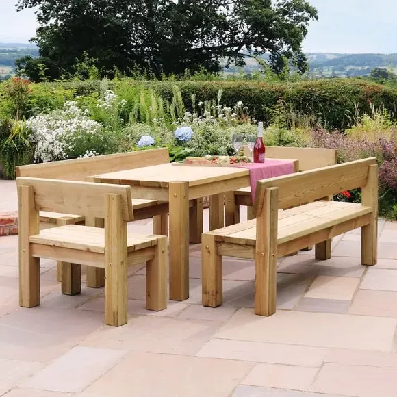 6-Seater Outdoor Dining Set - Natural, Softwood image