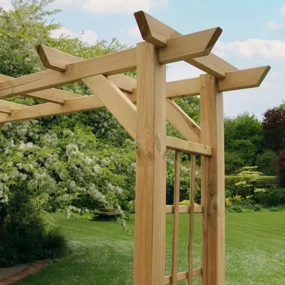 Adjustable Garden Arch with Trellis - Natural Wood