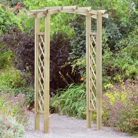 Adjustable Garden Arch with Trellis - Natural Wood