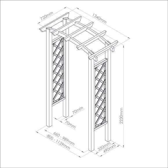 Adjustable Garden Arch with Trellis - Natural Wood