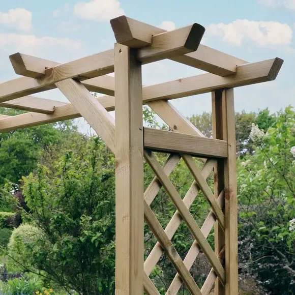 Adjustable Garden Arch with Trellis - Natural Wood