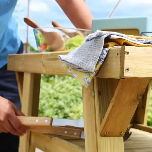 BBQ Side Table with Storage - Natural, Wood