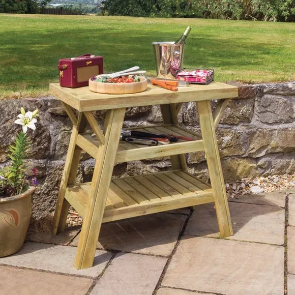 BBQ Side Table with Storage - Natural, Wood image