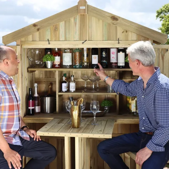 Folding Bar Set with 2 Stools - Natural, Softwood