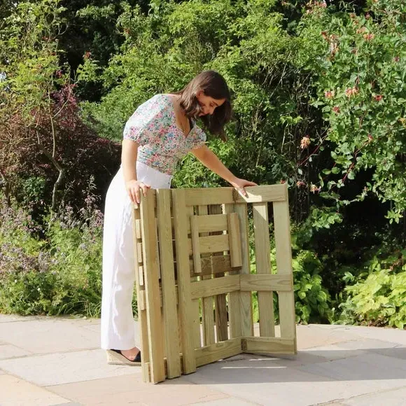 Folding Garden Bar with Storage - Natural Wood