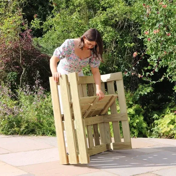 Folding Garden Bar with Storage - Natural Wood