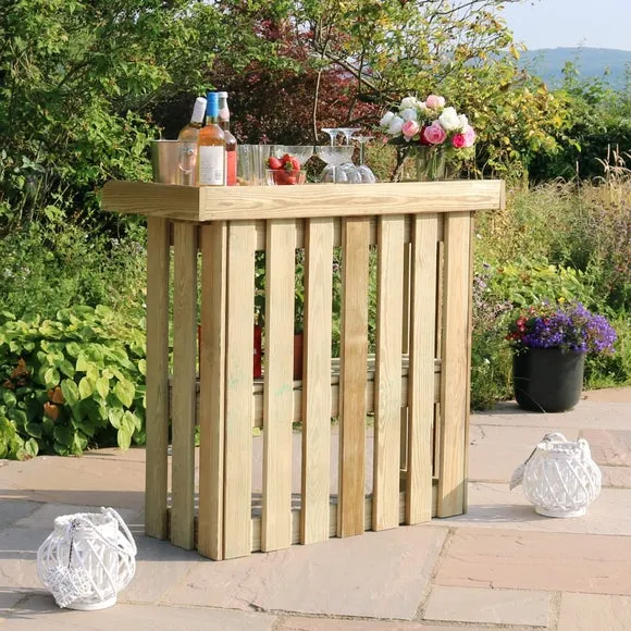 Folding Garden Bar with Storage - Natural Wood image