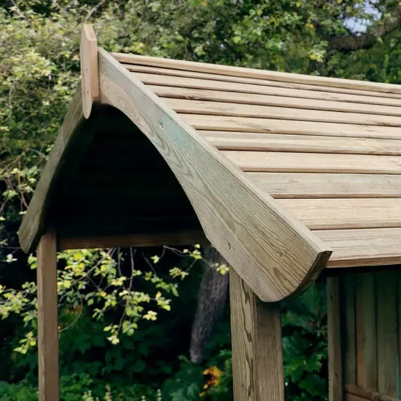 Garden Arbour with Deep Canopy - Natural Wood