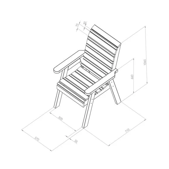 Garden Chair with High Back - Natural, Softwood