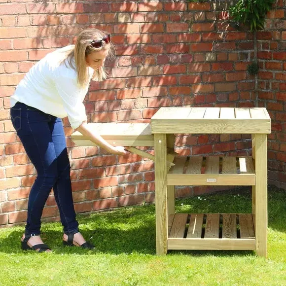 Pizza Oven Table with Storage - Natural, Wood