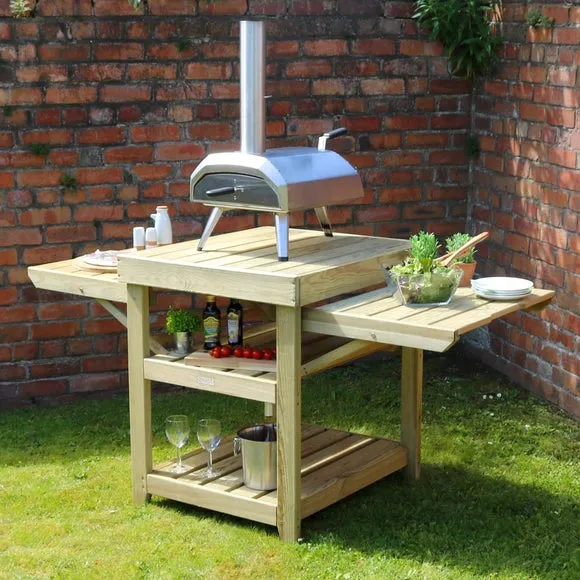 Pizza Oven Table with Storage - Natural, Wood