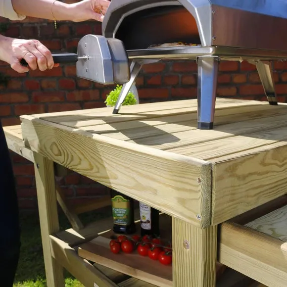 Pizza Oven Table with Storage - Natural, Wood