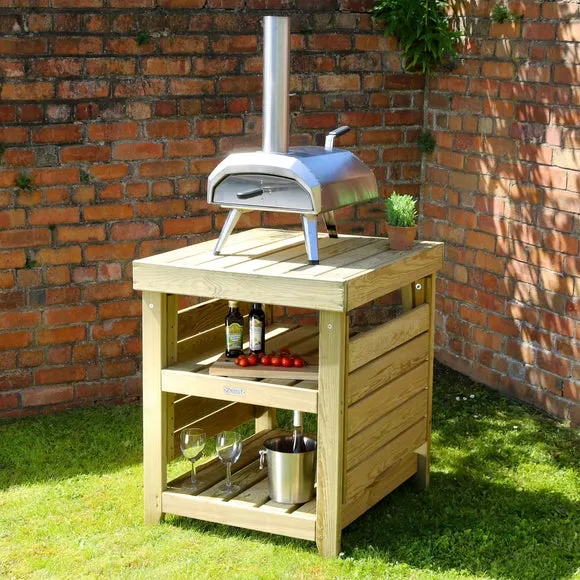 Pizza Oven Table with Storage - Natural, Wood