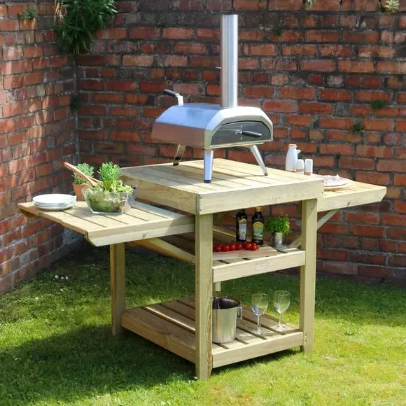 Pizza Oven Table with Storage - Natural, Wood