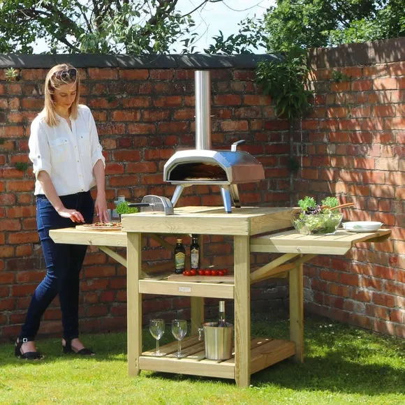 Pizza Oven Table with Storage - Natural, Wood