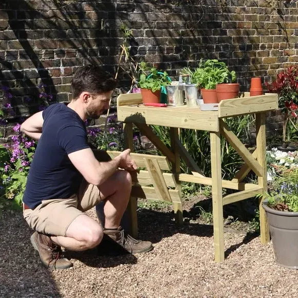 Potting Bench with Storage - Natural, Softwood