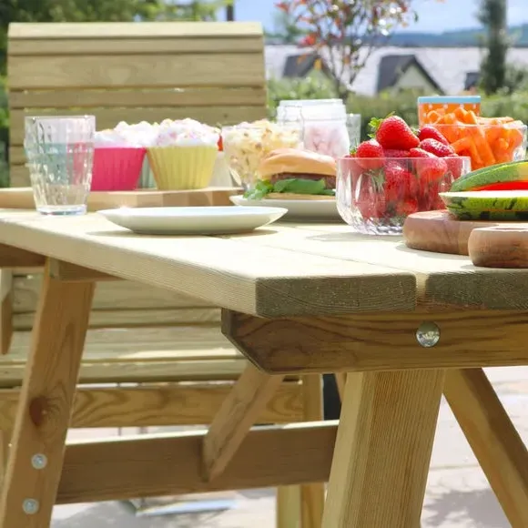 Rectangular Dining Table with Parasol Hole - Wood