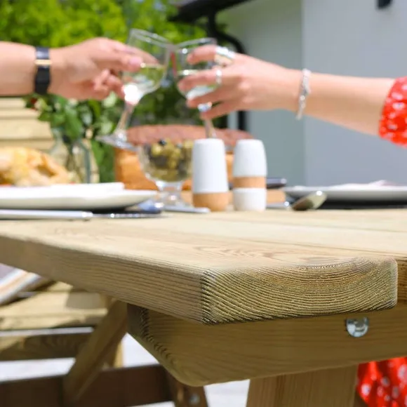 Rectangular Dining Table with Parasol Hole - Wood